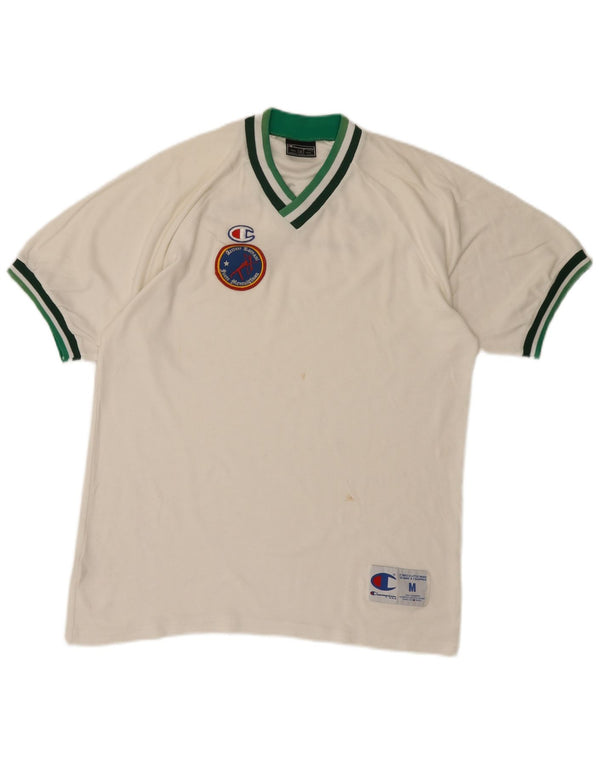 Champion Ανδρικό γραφικό T-Shirt Top Μεσαίο λευκό βαμβακερό