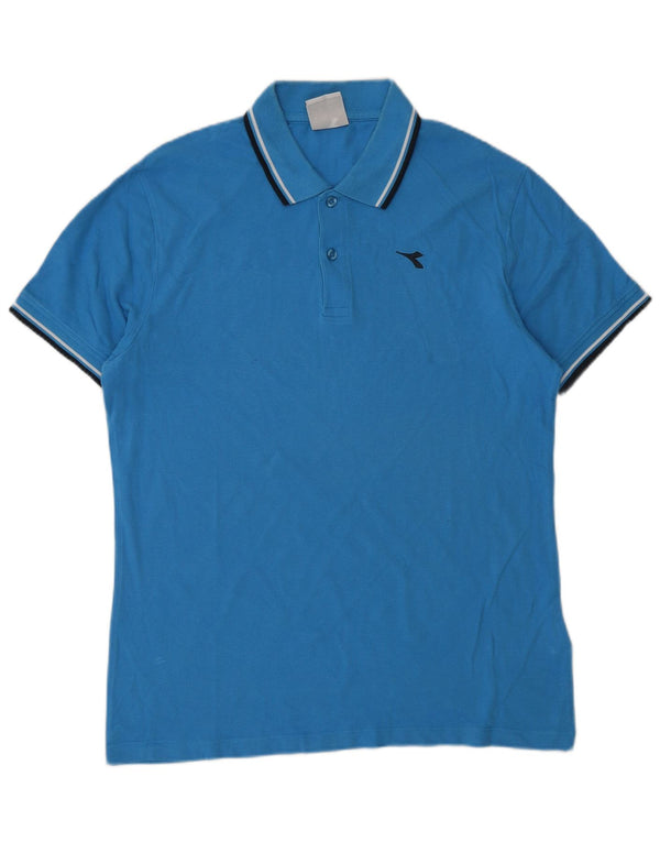 Diadora Mens Polo Shirt Medium Blue Cotton