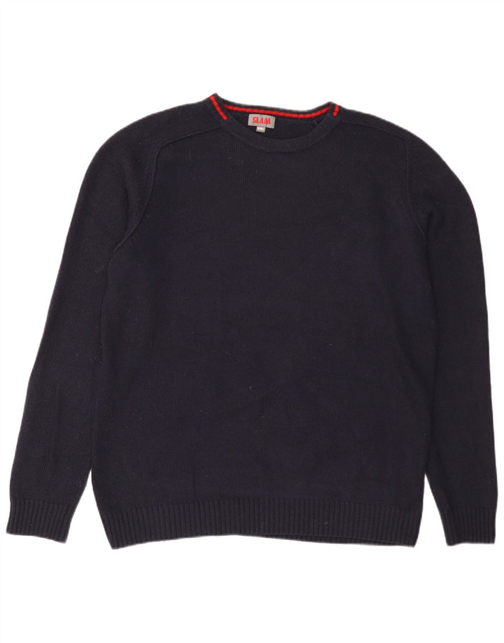 Slam Ανδρικό πουλόβερ με λαιμόκοψη 2XL Μαλλί Navy Blue