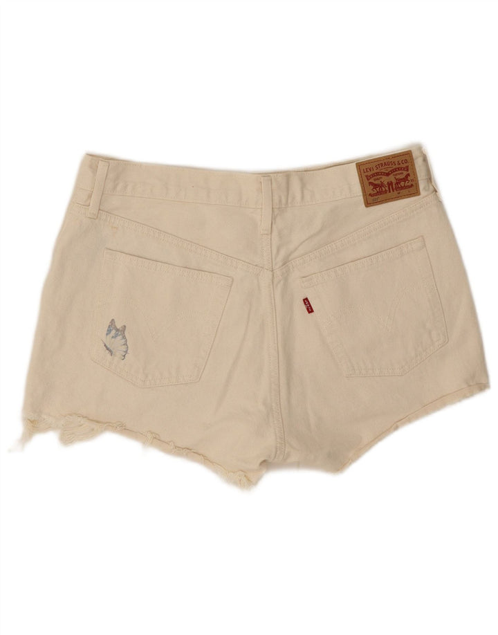 Γυναικείο ψηλό ψηλό τζιν σορτς Levi's 501 W31, μεσαίο, λευκό πεταλούδα