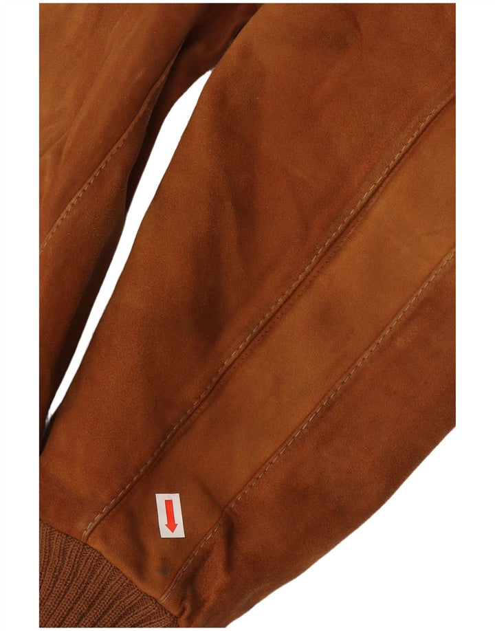 Vintage Γυναικείο Suede Bomber Jacket UK 10 Small Brown
