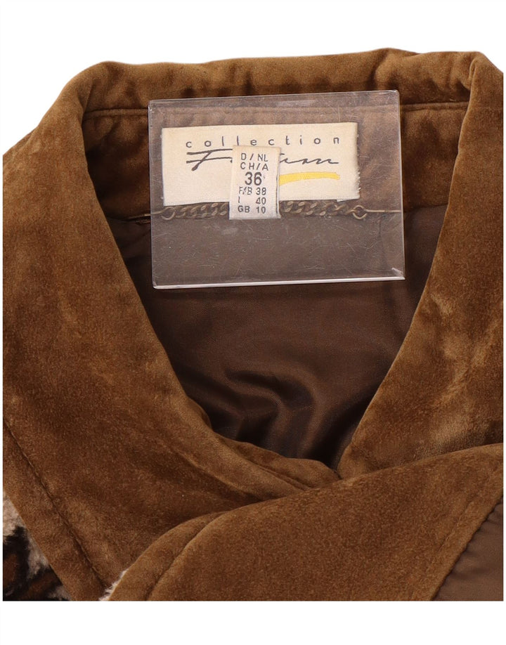 VINTAGE Γυναικείο παλτό υπερμεγέθων αντιανεμικό UK 10 Small Beige Fair Isle