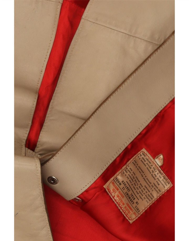 Vintage Γυναικείο Δερμάτινο Gilet IT 38 XS Μπεζ