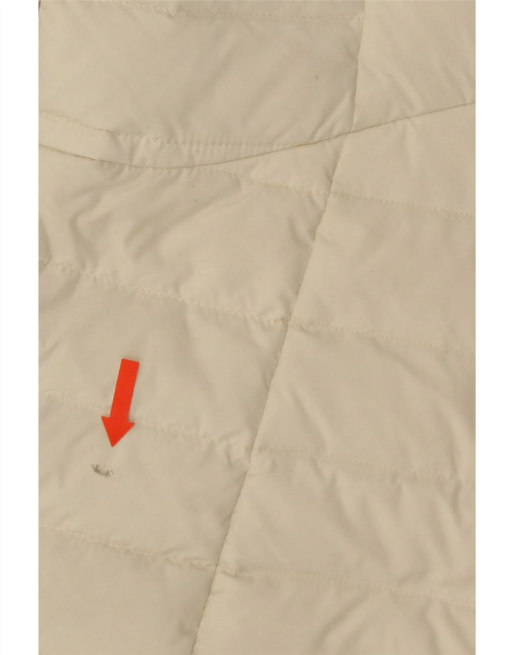 VINTAGE Γυναικείο παλτό με κουκούλα UK 14 Medium Off White Polyester