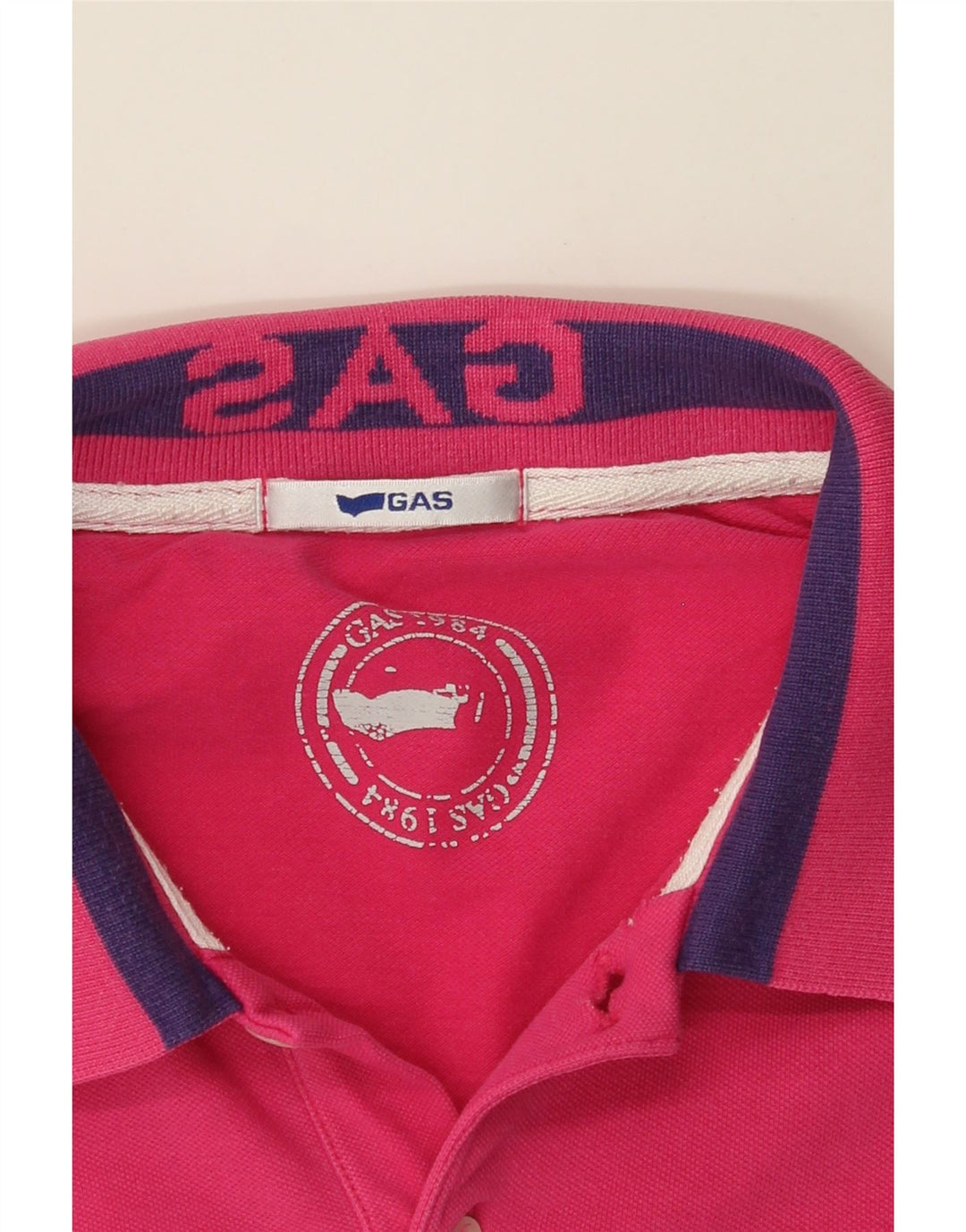 GAS Mens Polo Shirt Large Pink Vintage Gas and Second-Hand Gas from Messina Hembry 