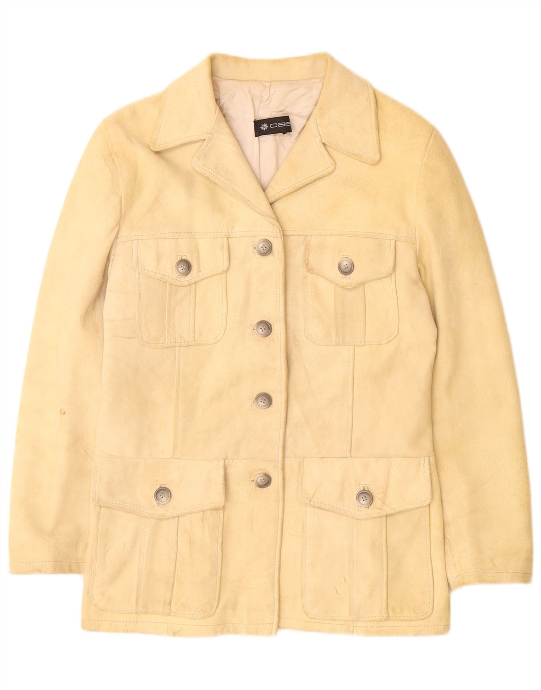 Vintage Γυναικείο Suede Jacket UK 12 Medium Beige Leather