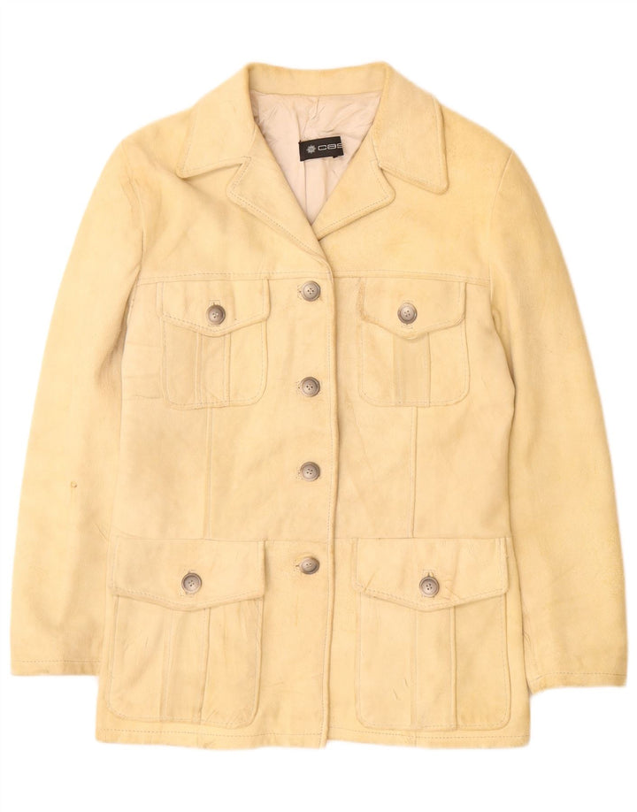 Vintage Γυναικείο Suede Jacket UK 12 Medium Beige Leather