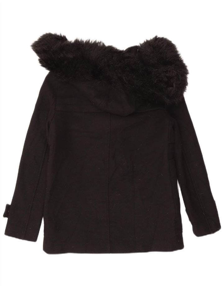 Zara Γυναικείο μπουφάν Duffle Hooded UK 12 Medium Black Wool