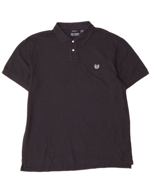 Chaps Ανδρικό πουκάμισο πόλο Custom Fit XL Navy Blue Cotton