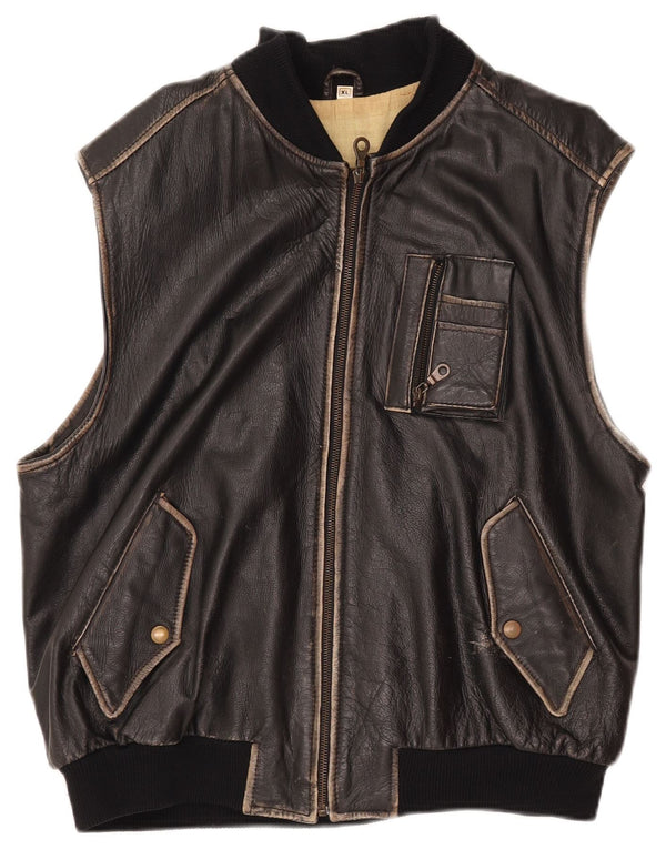 CONBIPEL Γυναικείο Δερμάτινο Gilet UK 18 XL Μαύρο Δερμάτινο