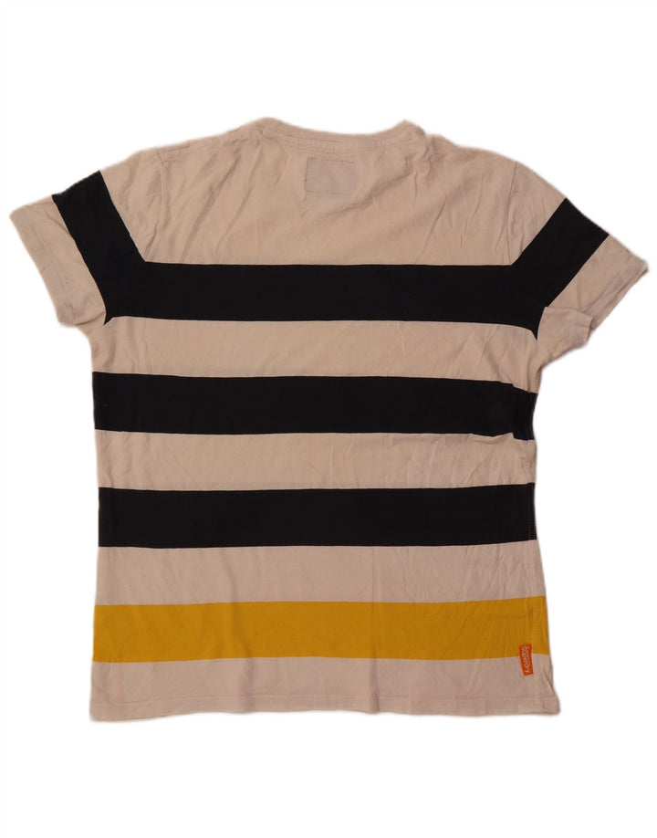 Superdry Ανδρικό T-Shirt Top 2XL Off White Ριγέ βαμβακερό