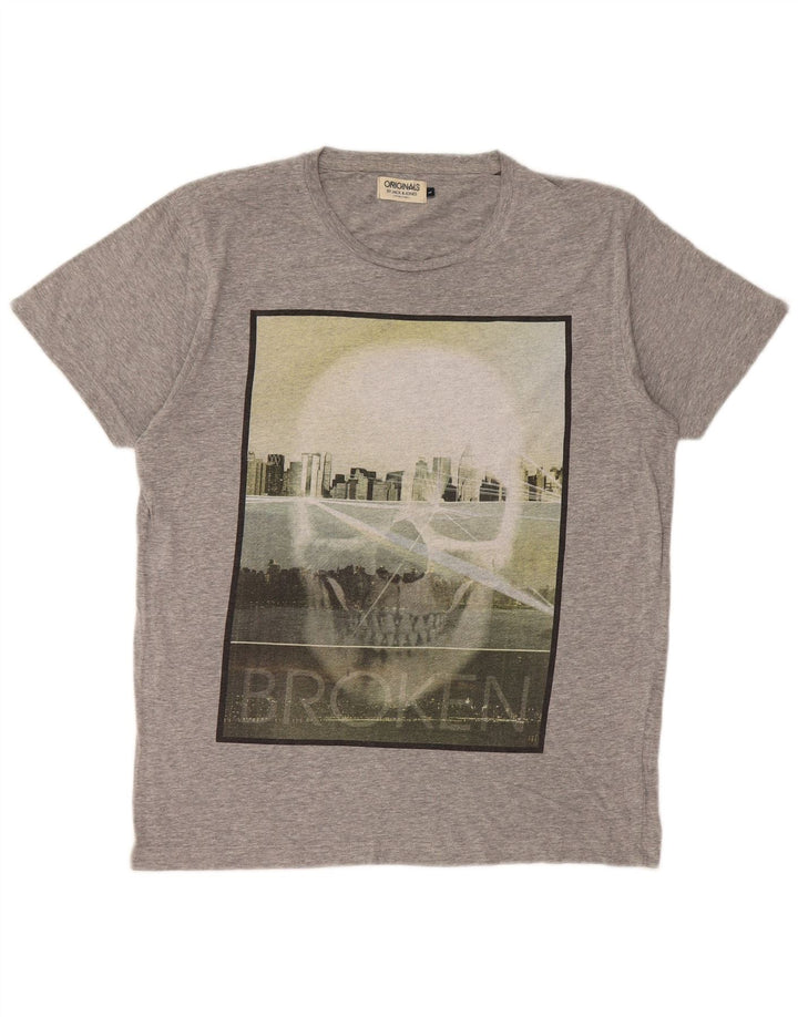 Jack & Jones Ανδρικό γραφικό T-Shirt Top Large Grey