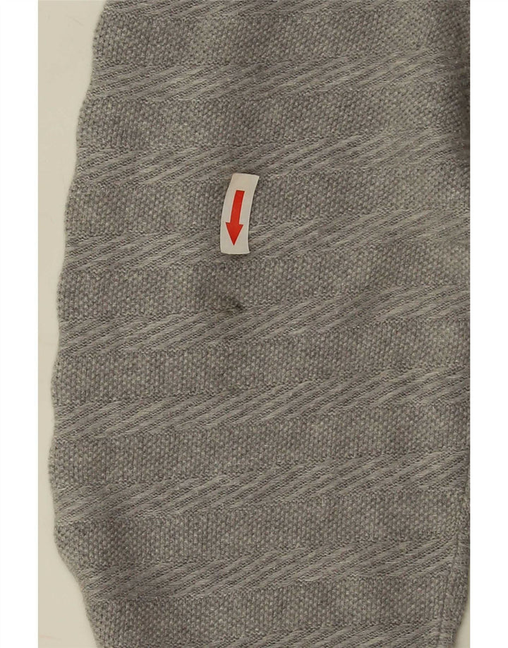 Massimo Dutti Ανδρικό πουλόβερ με κουμπιά λαιμόκοψη XL γκρι βαμβακερό ριγέ