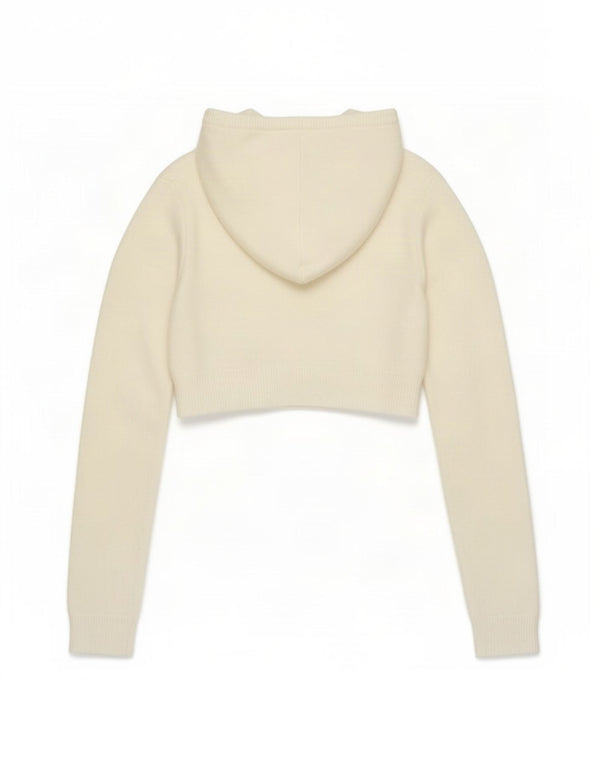 Zara Γυναικεία πλέξη με κουκούλα με κουκούλα UK 12 Medium Off White Nylon