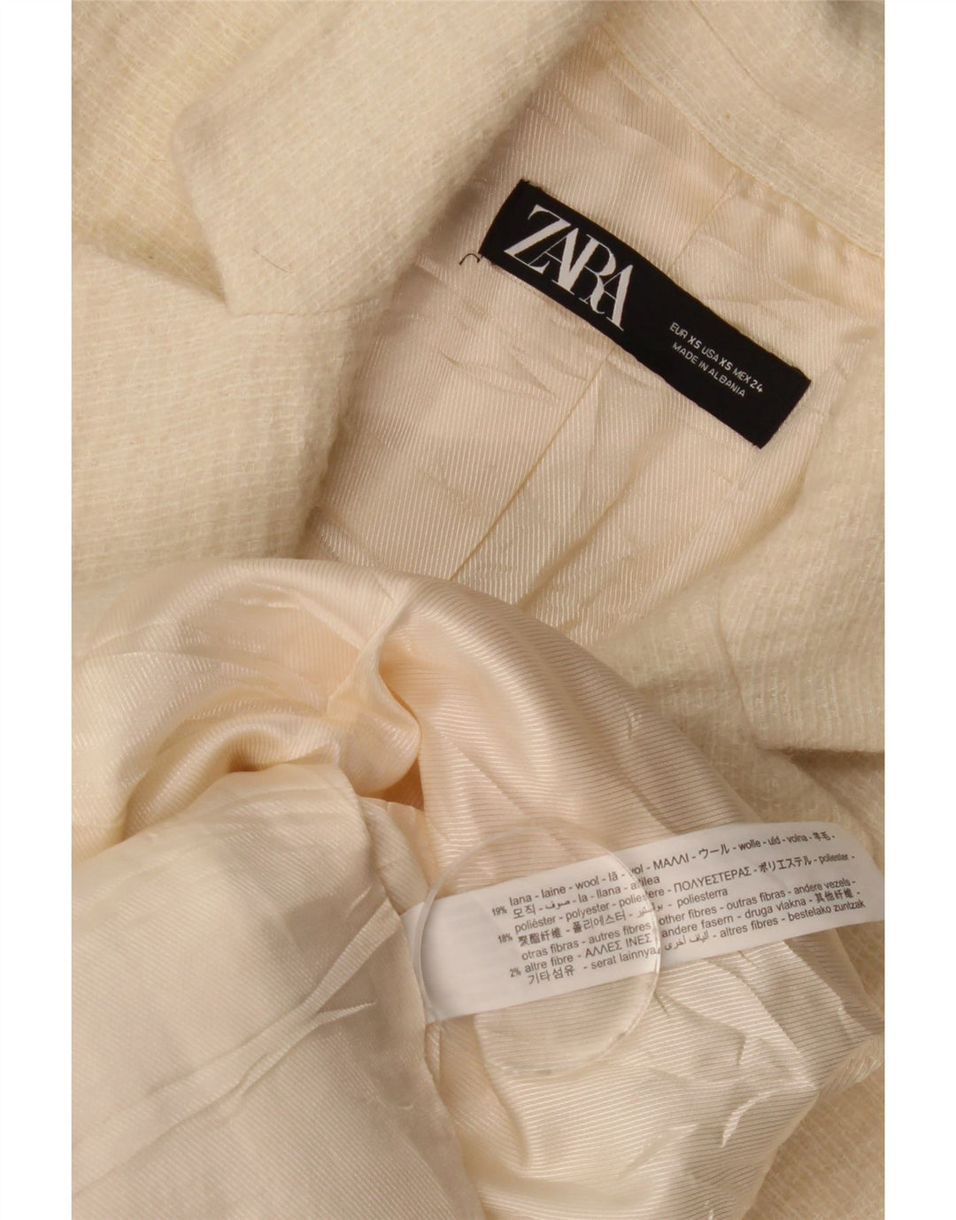 Zara Γυναικείο Πανωφόρι UK 6 XS Off White Wool