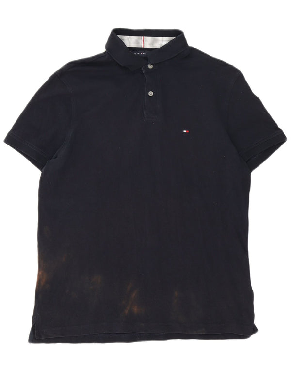 Tommy Hilfiger Ανδρικό πουκάμισο Polo με κανονική εφαρμογή, μεγάλο μπλε ναυτικό βαμβακερό