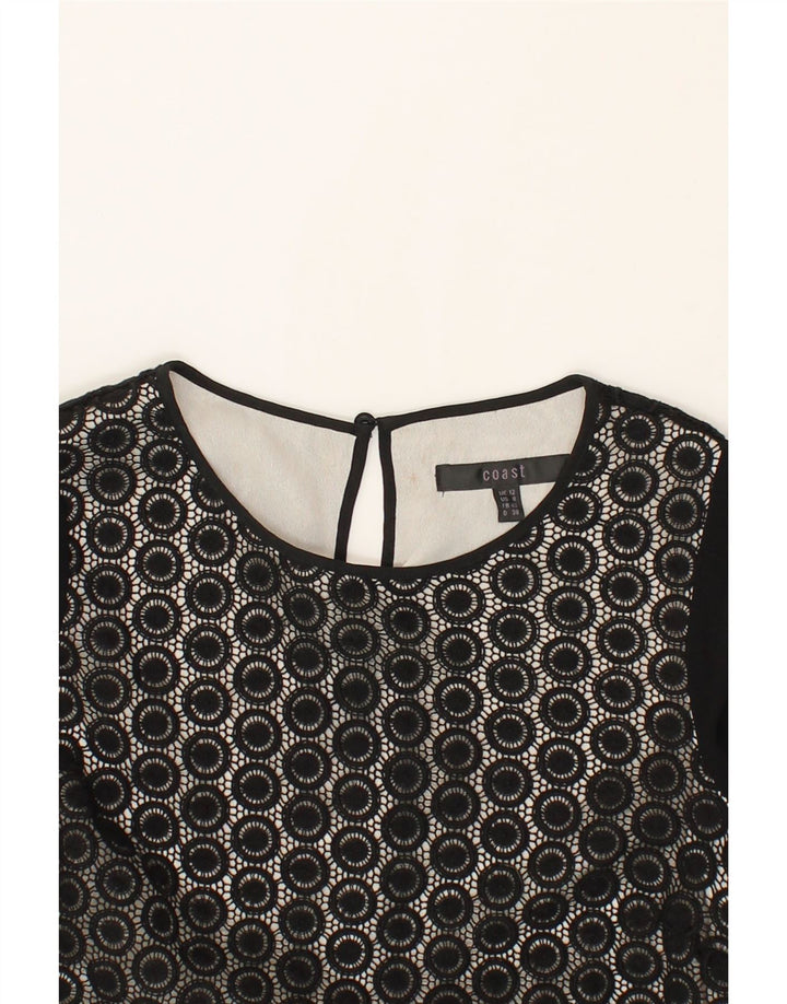 COAST Womens Abstract Pattern Long Sleeve Shift Dress UK 12 Medium Black Vintage Coast and Second-Hand Coast from Messina Hembry 