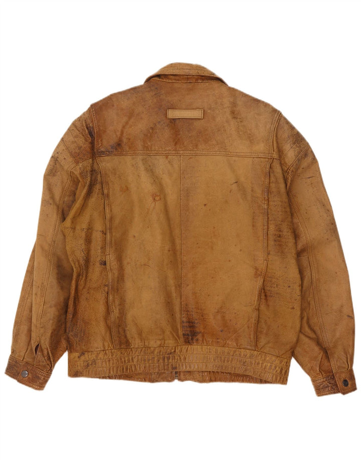 Vintage Ανδρικό Δερμάτινο Μπουφάν UK 40 Large Beige