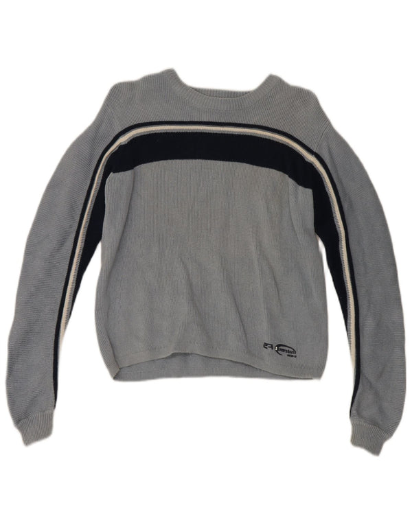 Zara Boys Crew Neck Jumper πουλόβερ 9-10 ετών Μπλε ριγέ βαμβακερό ρετρό