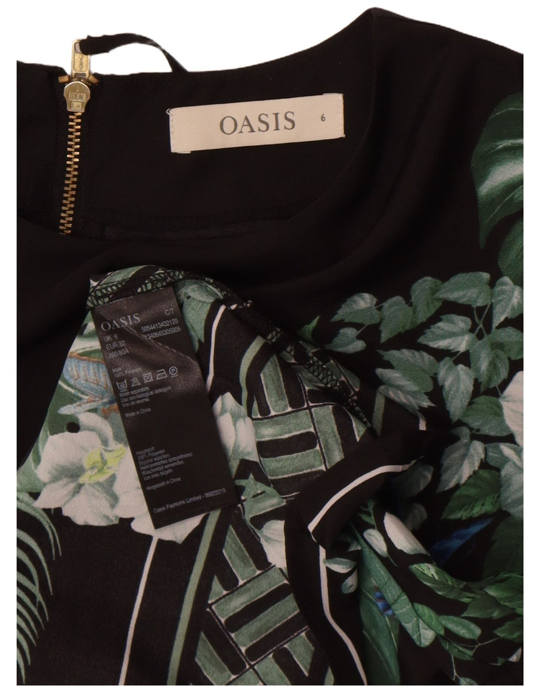 Γυναικεία μπλούζα Oasis Top UK 6 XS Μαύρο φλοράλ πολυεστέρας