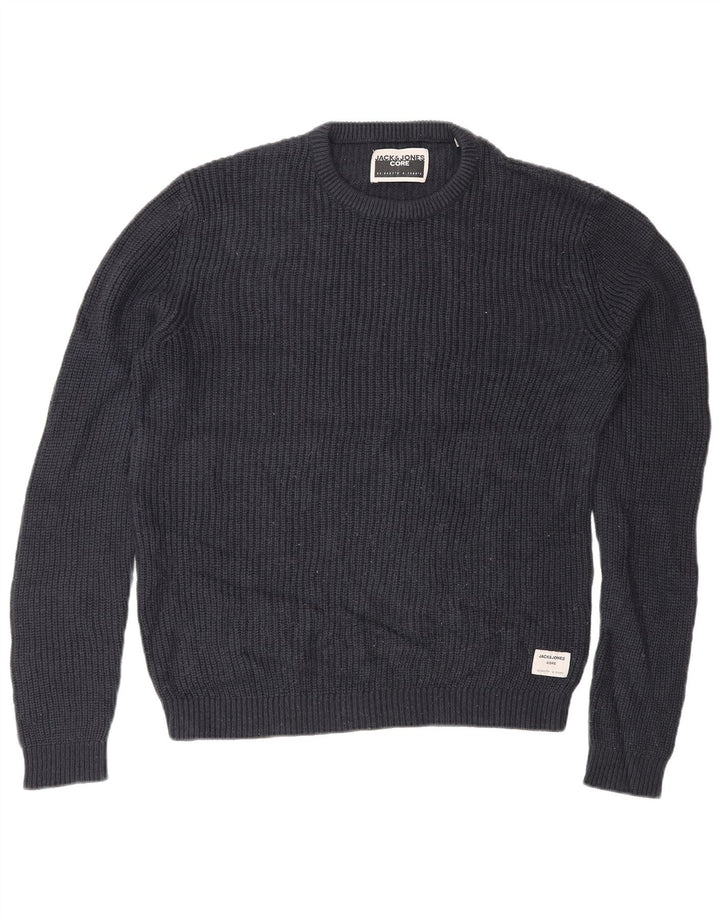 Jack & Jones Ανδρικό πουλόβερ με λαιμόκοψη μεσαίου μπλε ακρυλικό