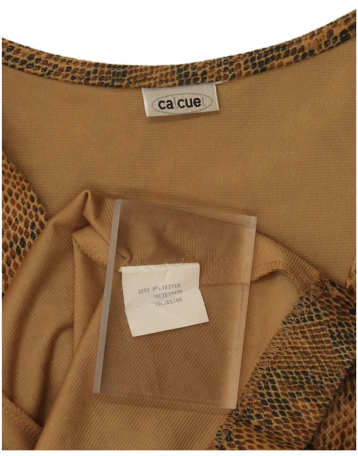 VINTAGE Γυναικείο Gilet UK 18 XL καφέ Animal Print Polyester