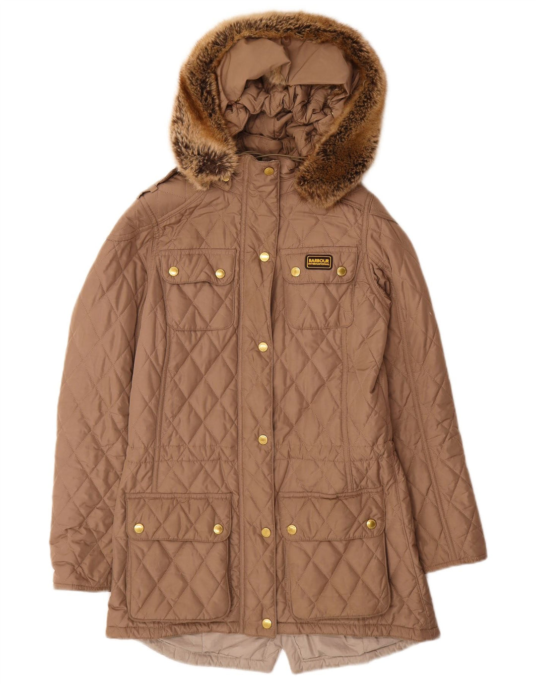 BARBOUR Γυναικείο καπιτονέ παλτό με κουκούλα UK 8 Small Beige Polyester