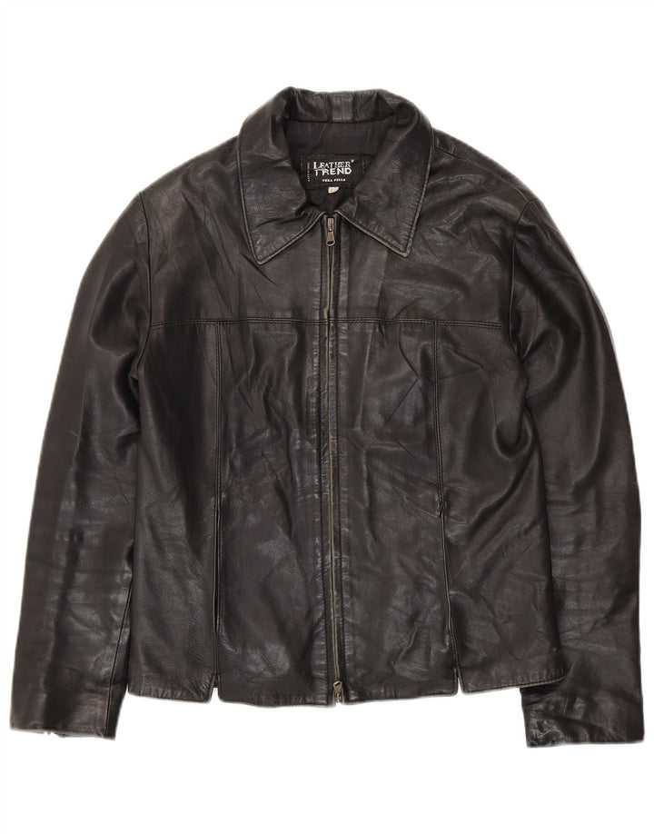 VINTAGE Γυναικείο Δερμάτινο Μπουφάν IT 42 Μεσαίο Μαύρο Δερμάτινο