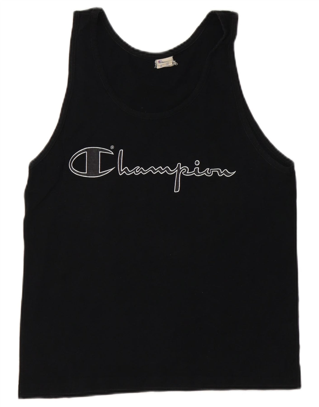 CHAMPION Γυναικείο γραφικό γιλέκο τοπ UK 10 Small μαύρο βαμβακερό