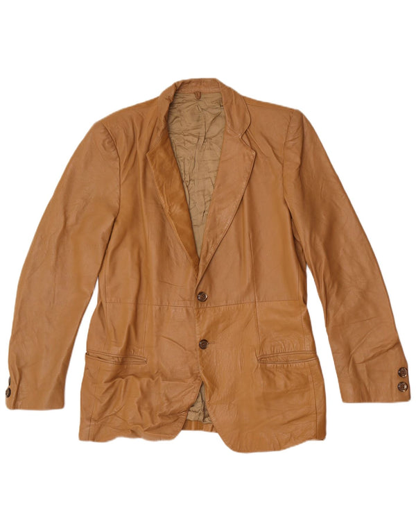 Vintage Ανδρικό Δερμάτινο Σακάκι 2 Κουμπιών IT 48 Medium Beige
