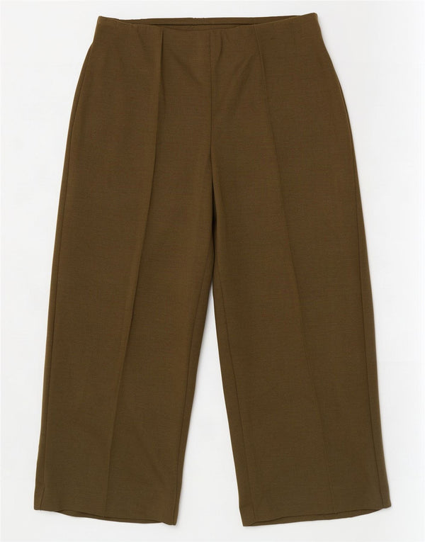 Marks & Spencer Γυναικεία φαρδιά κομμένα παντελόνια UK 14 Large W34 L25 Khaki