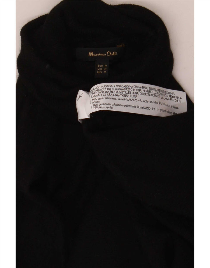 Massimo Dutti Γυναικείο πουλόβερ με ρολό λαιμόκοψη UK 14 μεσαίο μαύρο μαλλί