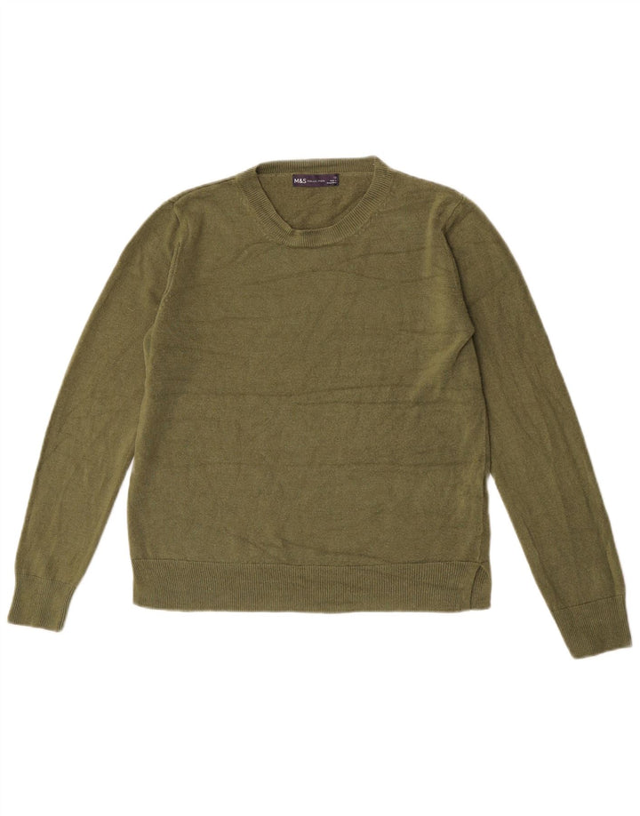 Marks & Spencer Γυναικείο πουλόβερ με λαιμόκοψη UK 12 Medium Khaki Acrylic