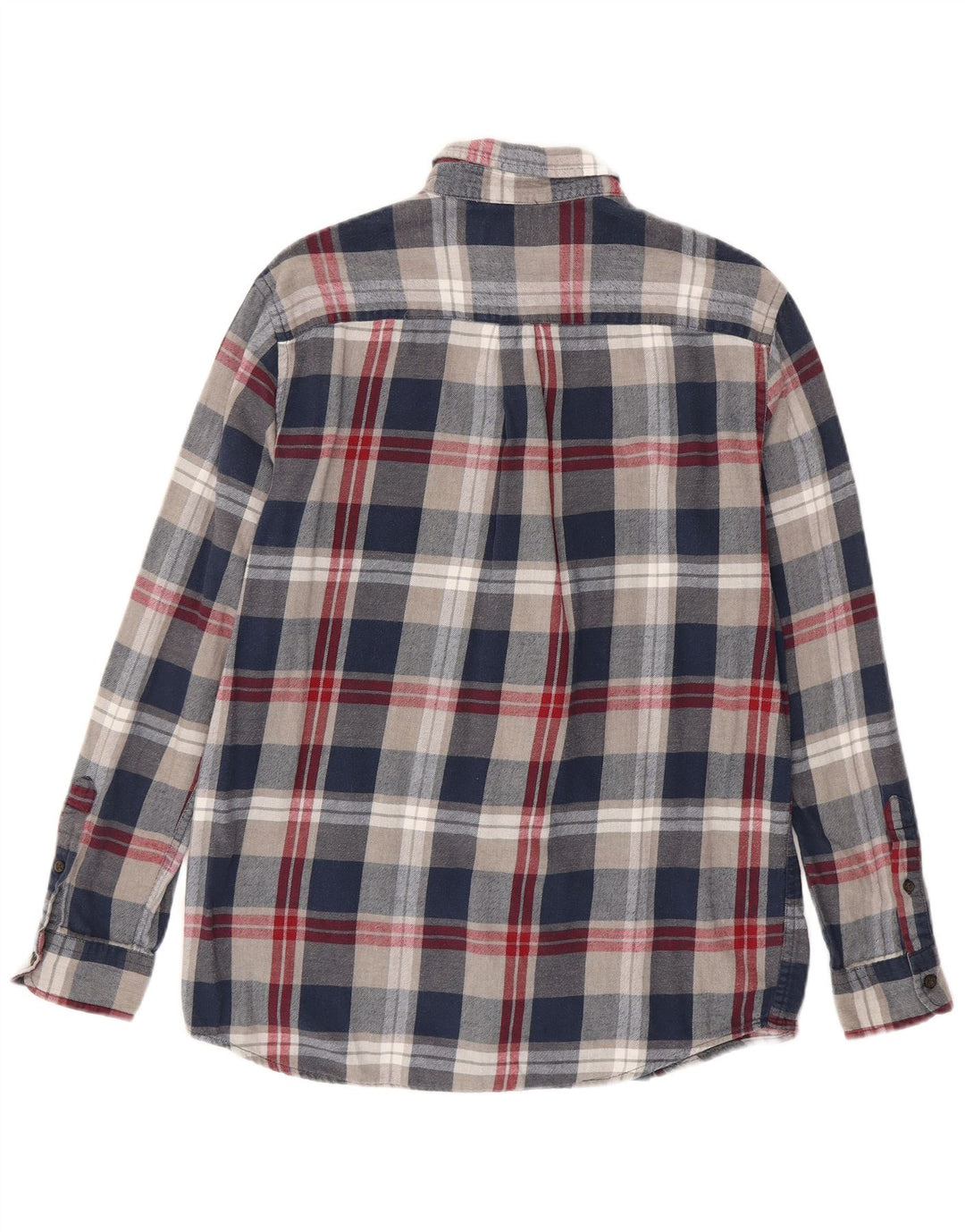 CHAPS Mens Flannel Shirt Medium Navy Blue Plaid Cotton