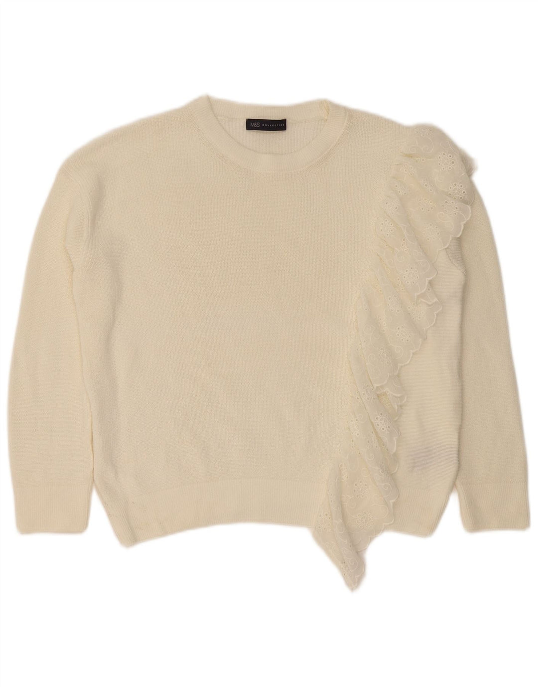 Marks & Spencer Γυναικείο πουλόβερ με λαιμόκαυστο UK 12 Medium White