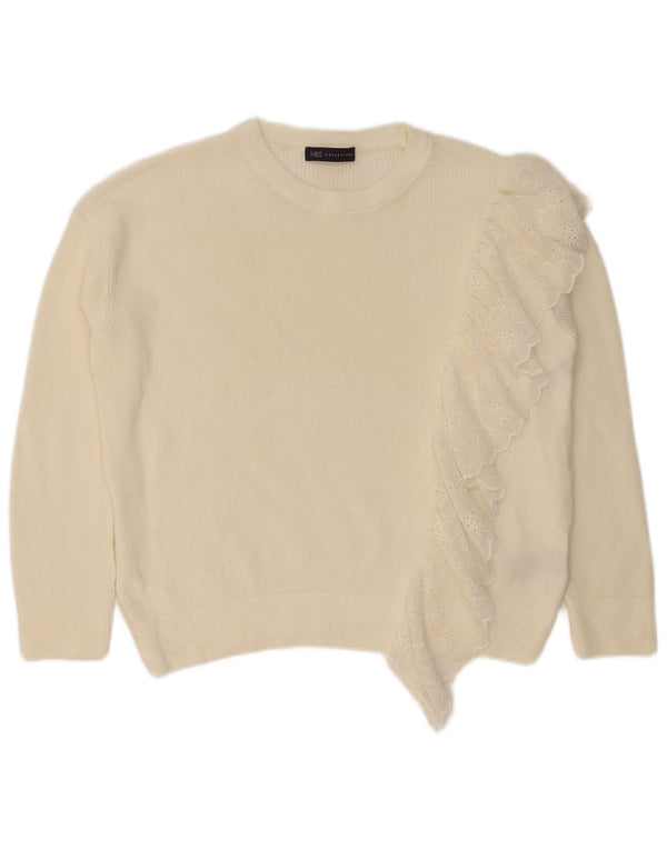 Marks & Spencer Γυναικείο πουλόβερ με λαιμόκαυστο UK 12 Medium White