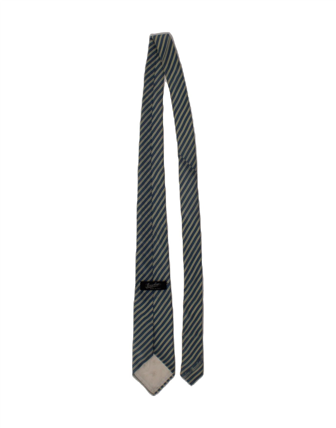 BORSALINO Mens Tie One Size Blue Striped Silk Vintage Borsalino and Second-Hand Borsalino from Messina Hembry 