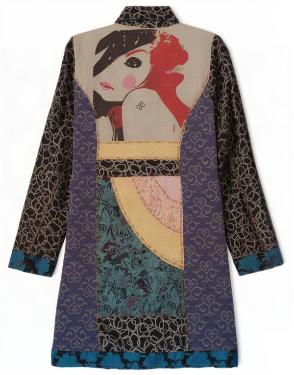 Dy Design Γυναικείο Πανωφόρι UK 14 Medium πολύχρωμο Patchwork Βαμβακερό