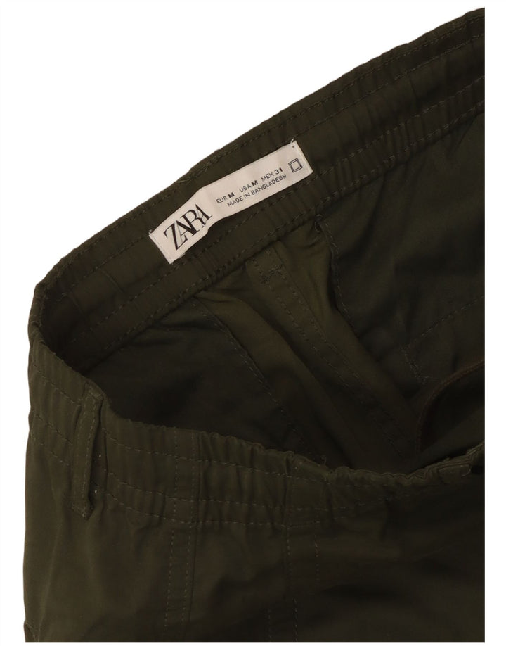 Zara Womens Crop Joggers Cargo Παντελόνι Medium W31 L25 Khaki