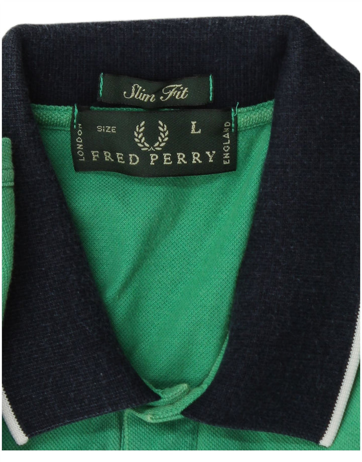 Fred Perry Ανδρικό πουκάμισο Polo Slim Fit Large Green