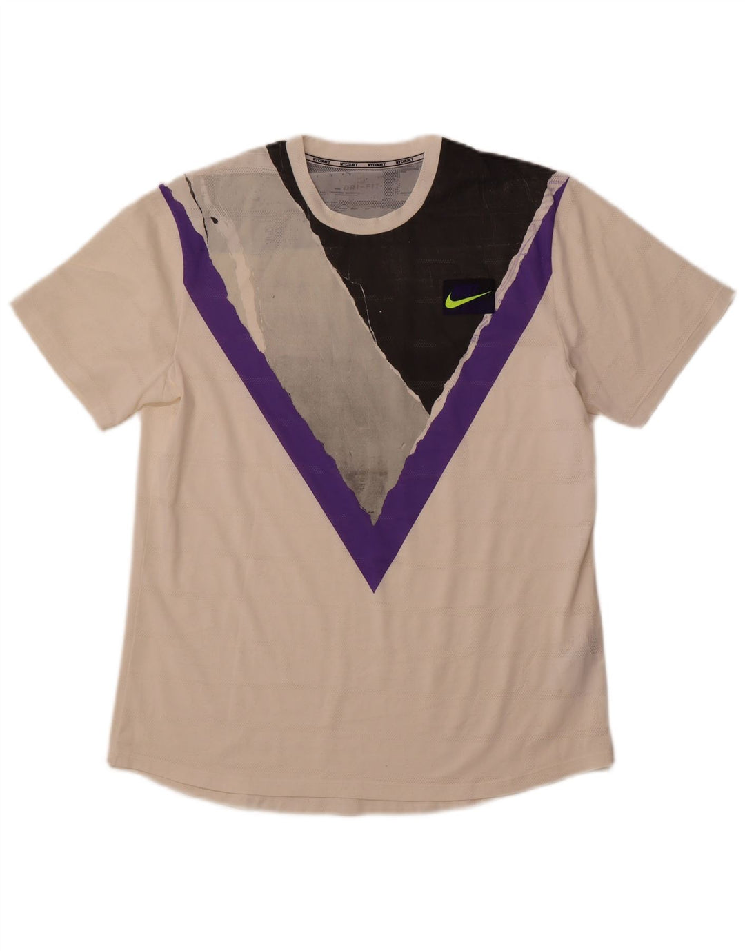 Ανδρικό γραφικό μπλουζάκι NIKE Dri Fit Top Large White Colorblock Πολυεστέρας