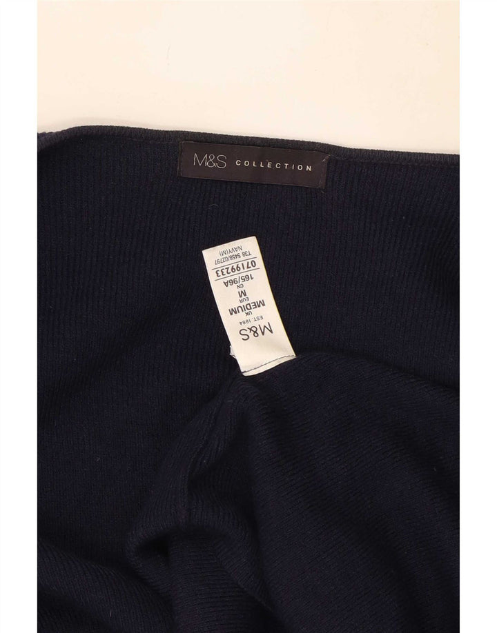 Marks & Spencer Γυναικείο ανοιχτό πουλόβερ UK 12 Medium Navy Blue Ακρυλικό