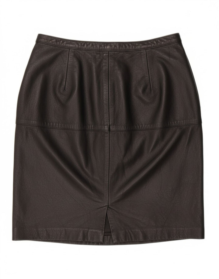 VINTAGE Womens Leather Skirt IT 44 Medium W27 Black Leather