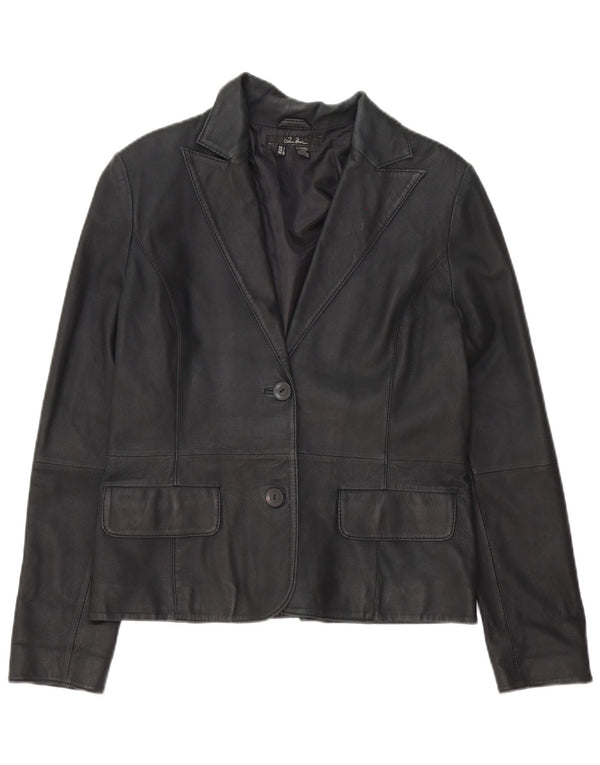 Zara Γυναικείο Δερμάτινο Μπλέιζερ Μπουφάν UK 16 Large Μαύρο με 2 κουμπιά
