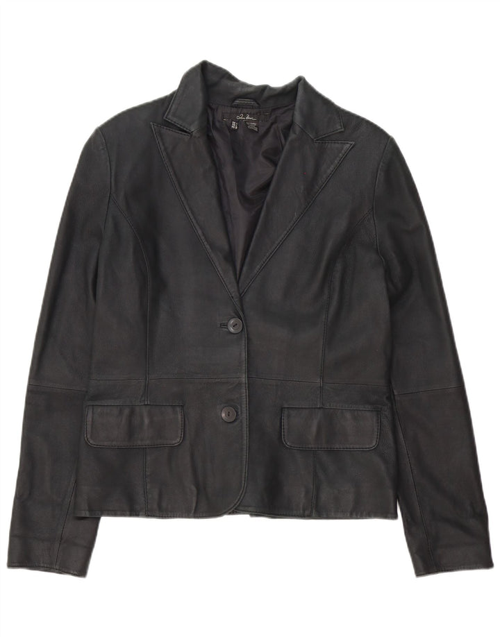 Zara Γυναικείο Δερμάτινο Μπλέιζερ Μπουφάν UK 16 Large Μαύρο με 2 κουμπιά