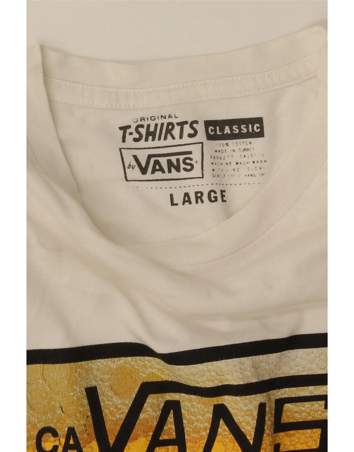 Ανδρικό γραφικό T-Shirt Vans Top μεγάλο λευκό βαμβακερό