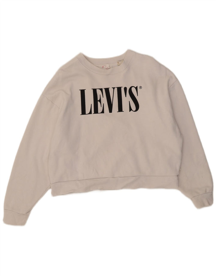 Levi's Γυναικεία Crop Graphic Φούτερ Jumper UK 10 Small White