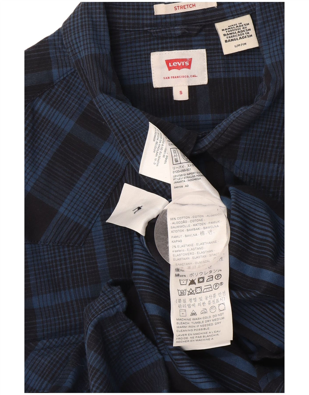 Ανδρικό πουκάμισο Levi's Small Navy Blue Check Cotton