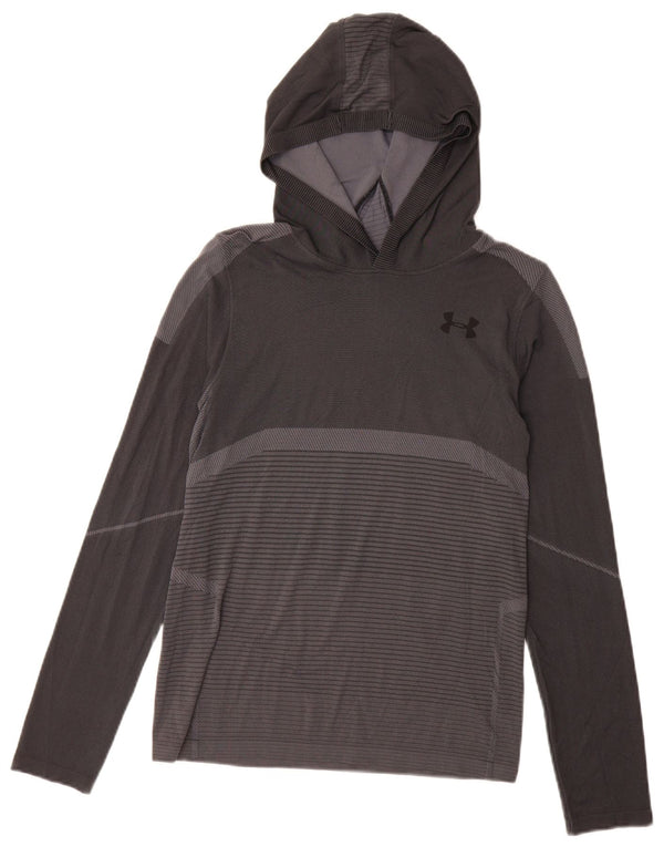 Under Armour Boys Graphic Top μακριά μανίκια 11-12 ετών Μεγάλο γκρι ριγέ