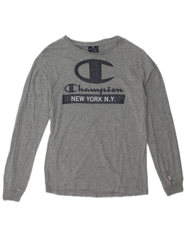 Champion Boys Graphic Top μακριά μανίκια 13-14 ετών XL Grey Flecked